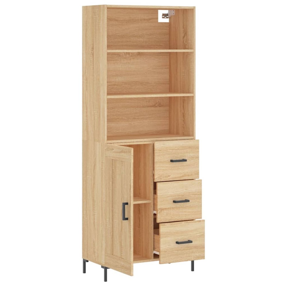 Buffet bahut commode armoire meuble de rangement organisateur cuisine salle de séjour salon haut sonoma 69,5 x 34 x 180 cm bo