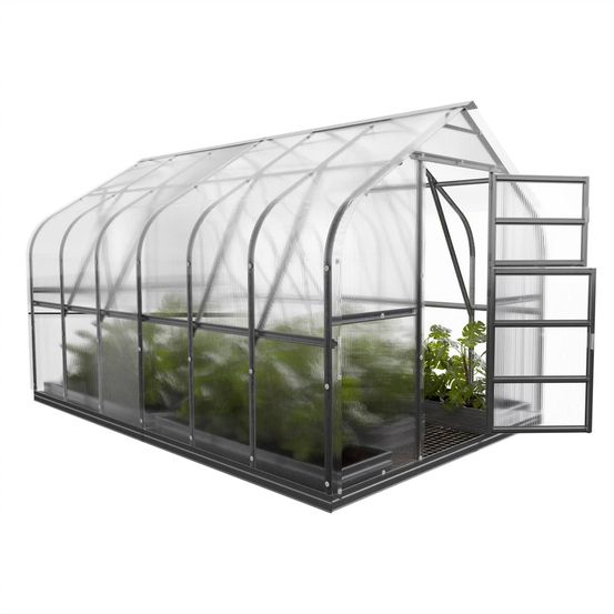 Serre polycarbonate standart extra 10m² (2,5x4m), 4mm, lucarnes auto. Incluses, 7 access.