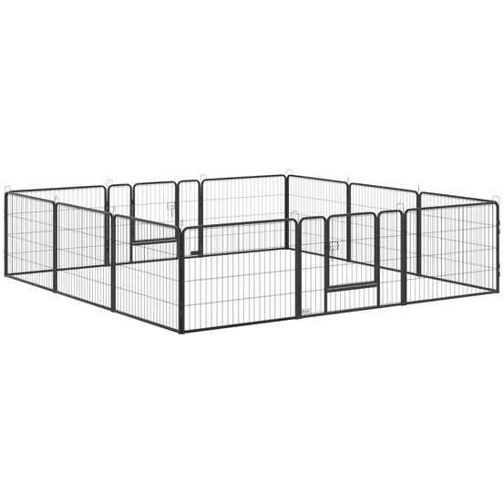 Enclos parc chiots acier intérieur extérieur 12 panneaux 80x60cm gris - comfortxl pet living