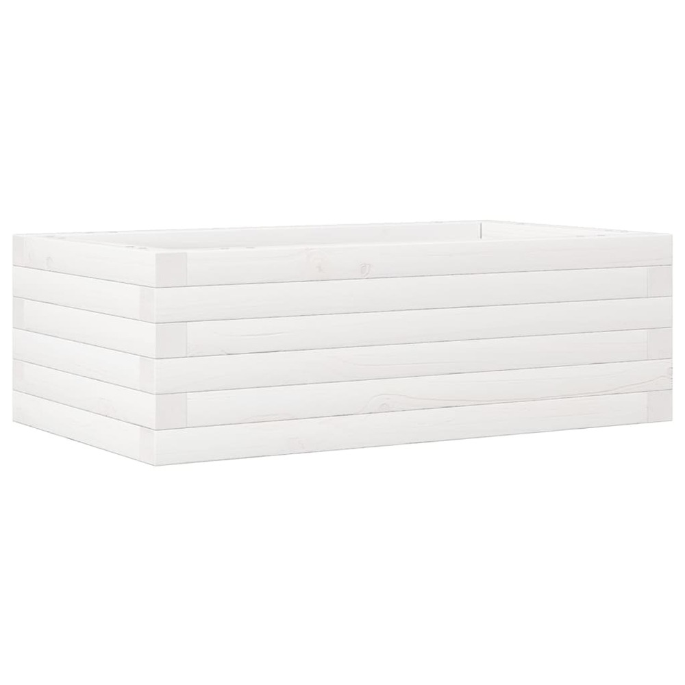 Jardinière bac lit surélevé plantes fleurs terrasse jardin 70 x 40 x 23 cm bois de pin massif blanc