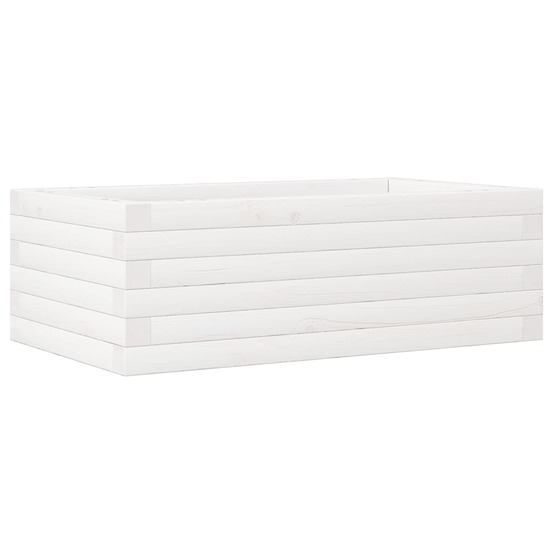 Jardinière bac lit surélevé plantes fleurs terrasse jardin 70 x 40 x 23 cm bois de pin massif blanc
