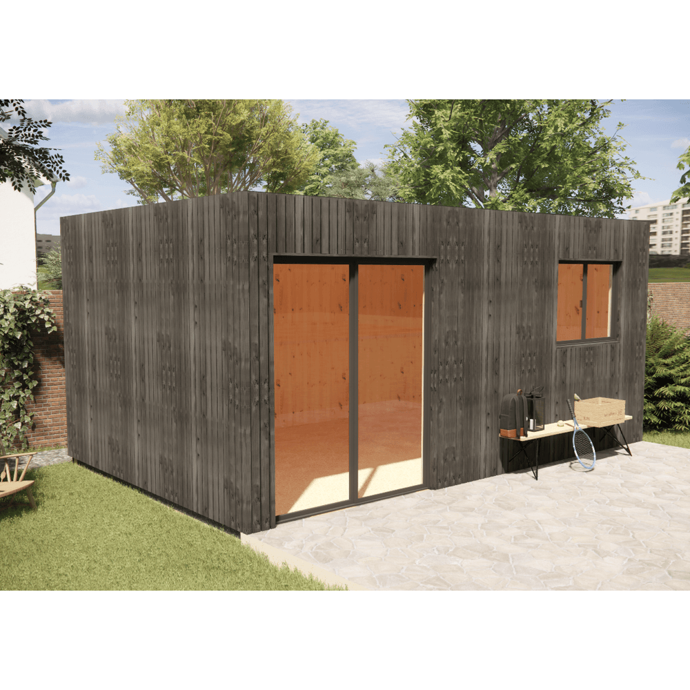 Bureau de jardin télétravail en bois 5,5 x 3,5 x 2,7 m avec plancher isolé