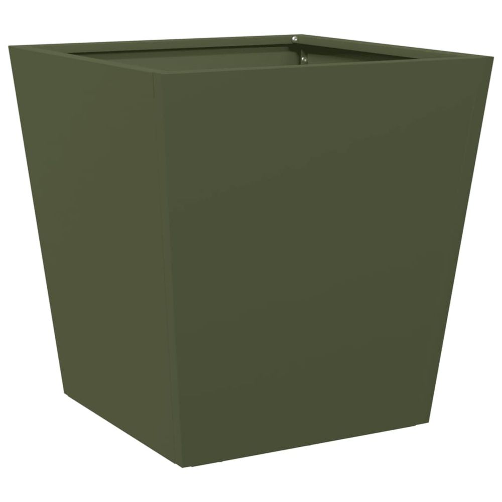 Jardinière d'extérieur vert olive 40x40x40 cm acier