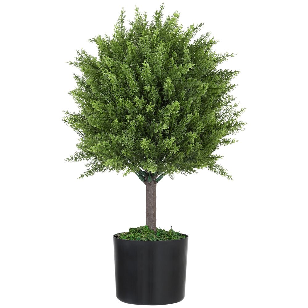 Cèdre artificiel pot pe ciment intérieur extérieur végétalisation 55cm vert