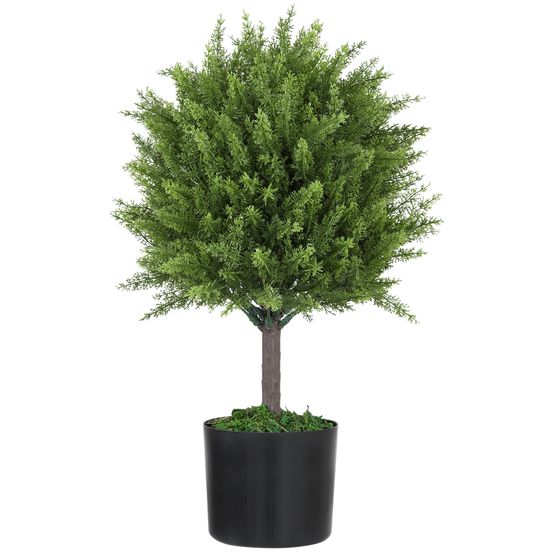 Cèdre artificiel pot pe ciment intérieur extérieur végétalisation 55cm vert