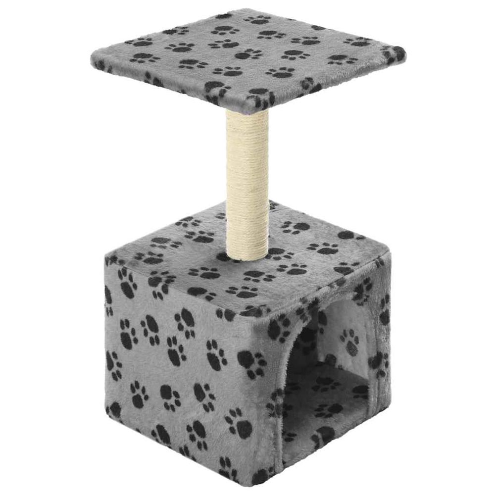 Arbre à chat avec griffoirs en sisal 55 cm gris motif de pattes