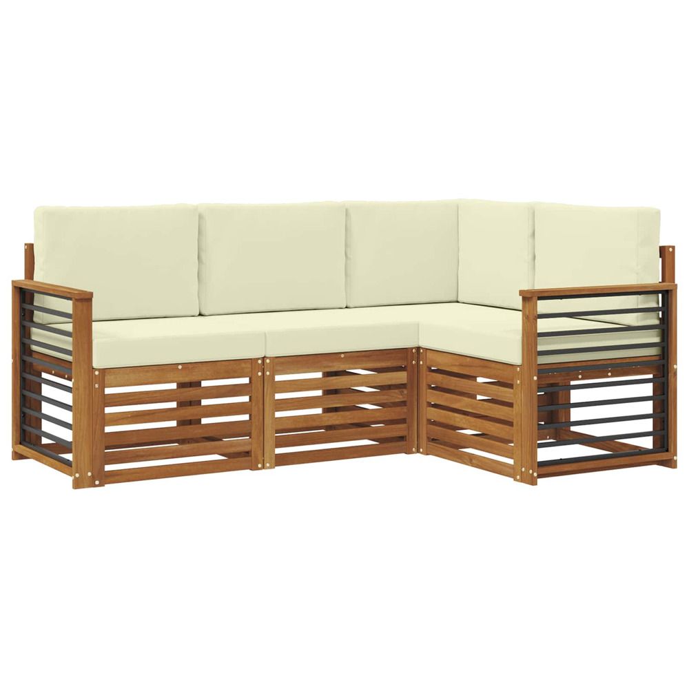 Ensemble de canapés d'extérieur 4 pc naturel et crème polyester