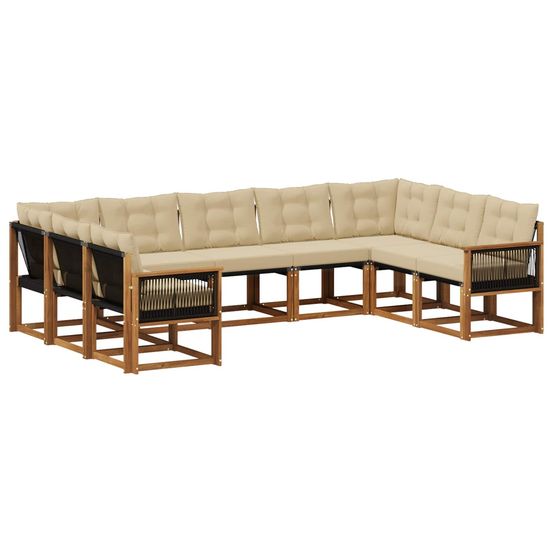 Ensemble de canapés d'extérieur 9 pc naturel et beige