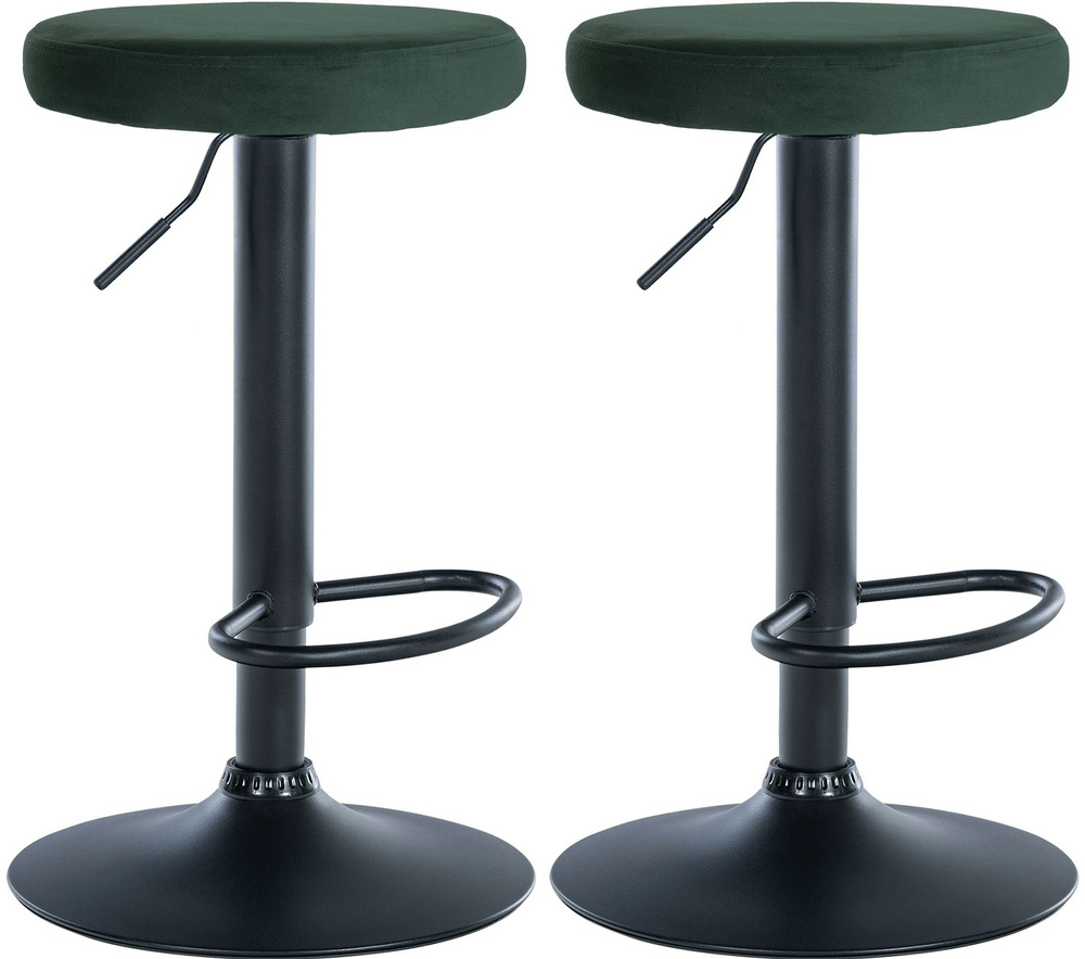 Lot de 2 tabourets de bar ponte velours noir