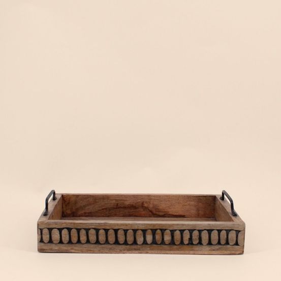 Plateau en bois avec poignées 38x24cm