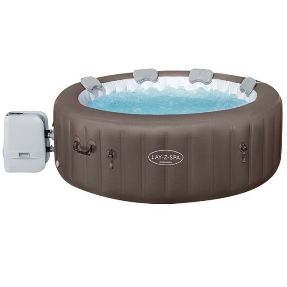Spa gonflable - lay-z-spa dominica - 140 airjets - 196 x 71 cm - 4 a 6 places - rond (couverture, cartouche, 4 appuie-te