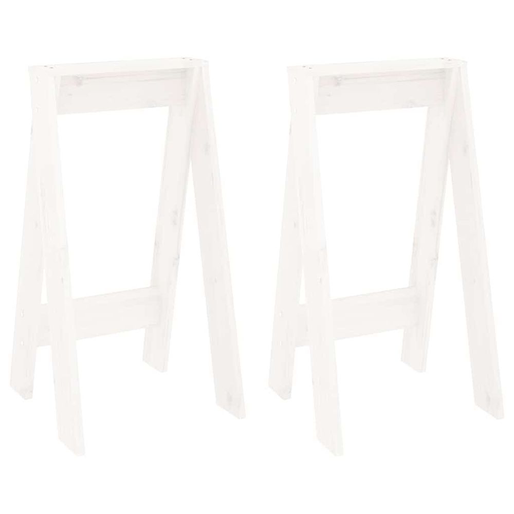 Tabourets lot de 2 blanc 40x40x75 cm bois massif de pin