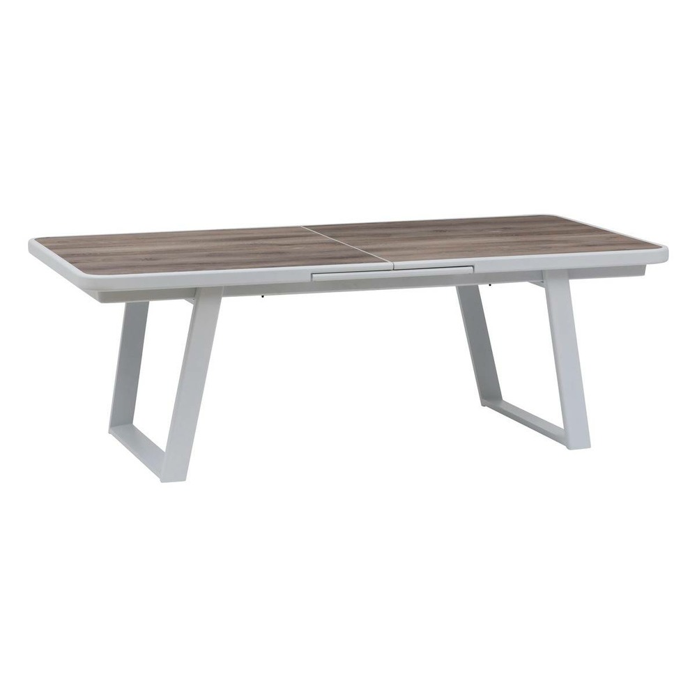 Table de jardin extensible unisson pécan & blanc