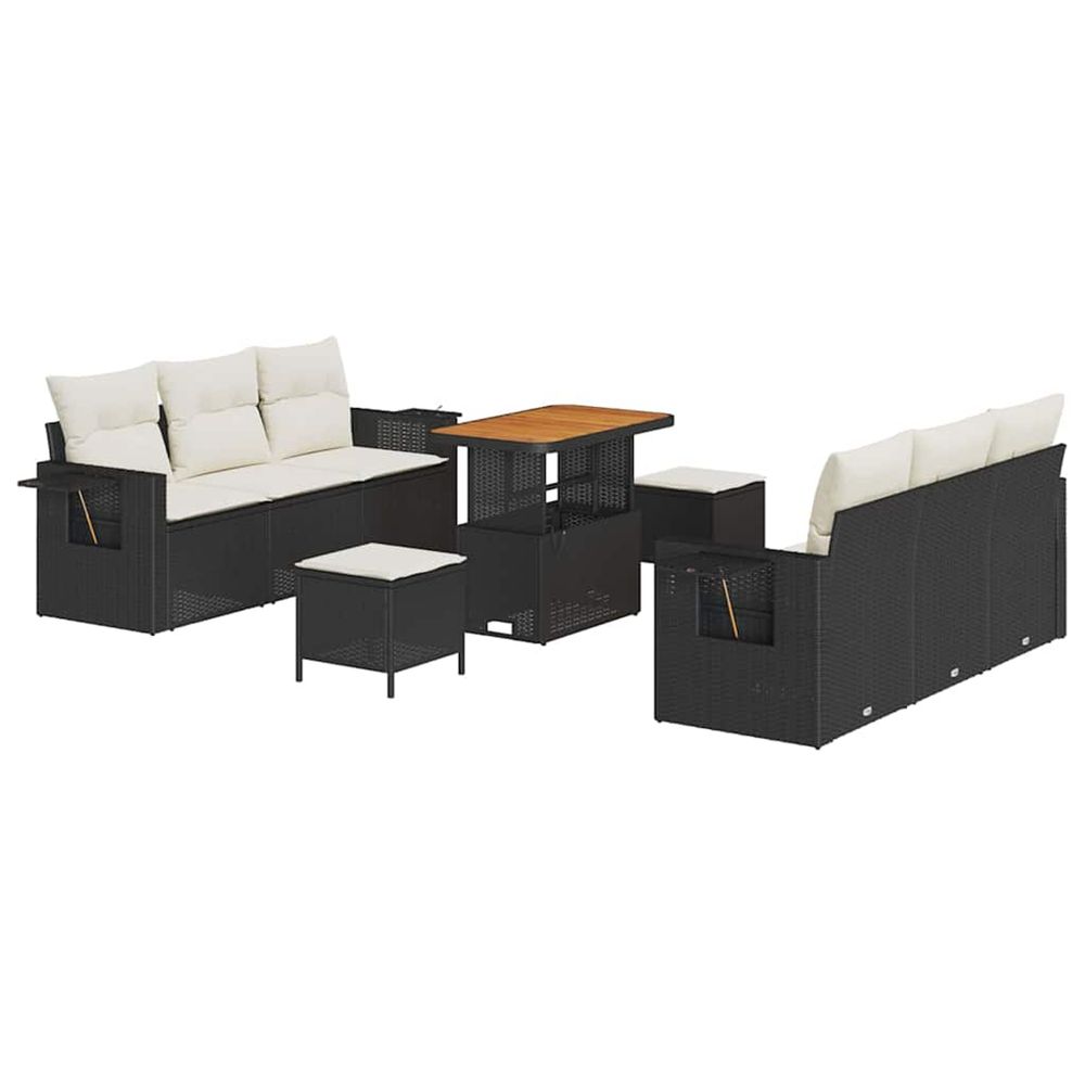 Ensemble de canapé de jardin noir polyrotin