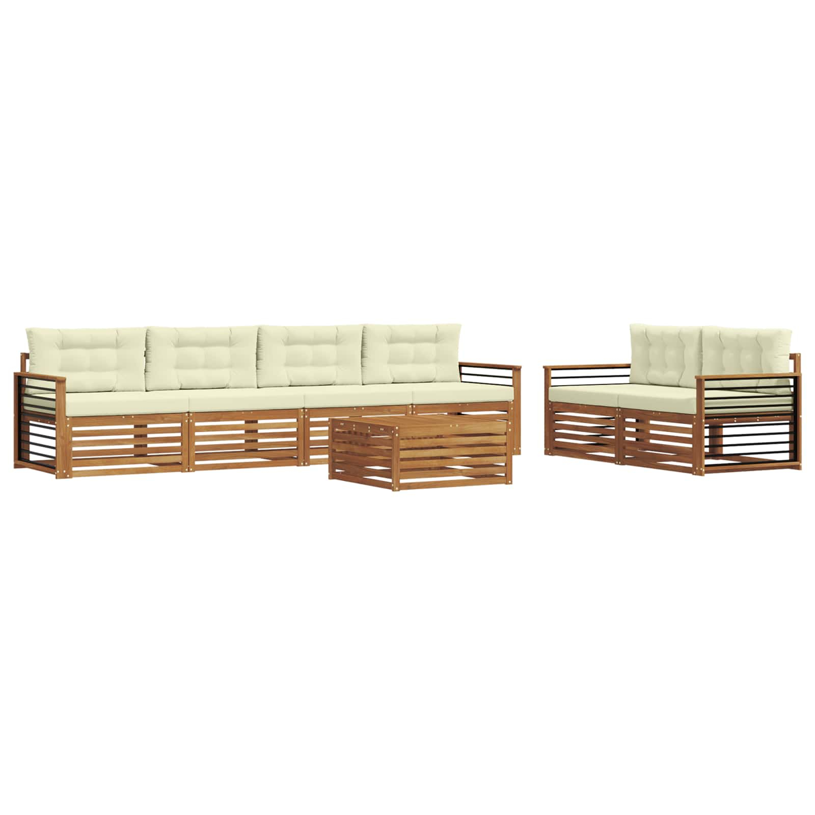 Ensemble de canapés d'extérieur 7 pcs naturel et crème