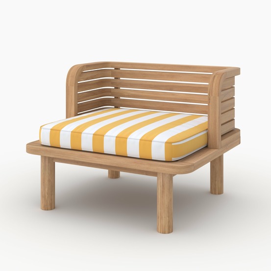 Kilda-fauteuil de jardin en teck massif et coussin rayé jaune