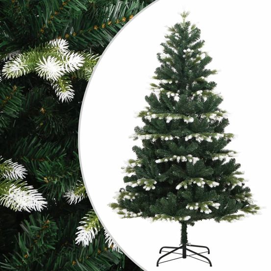 Sapin de noël artificiel enneigé articulé pvc/pe intérieur blanc/vert 120 cm