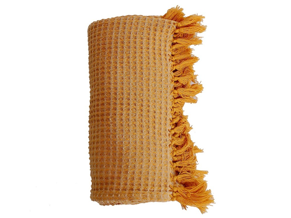 Plaid maya moutarde 125 x 150 cm