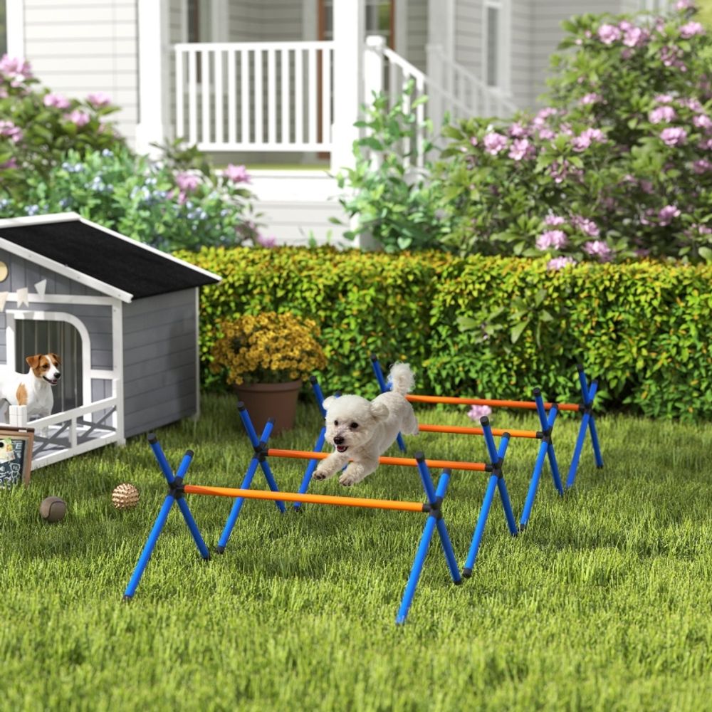 Kit agilité chien plastique pour chiots hauteur réglable 87x56x41cm orange - comfortxl outdoor living