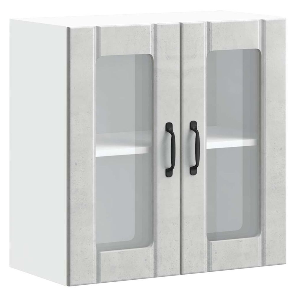 Armoire murale de cuisine avec porte en verre lucca gris béton