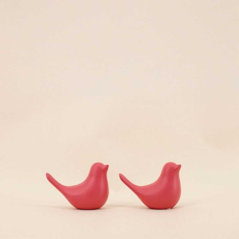 Couple de 2 oiseaux céramique 11x8cm