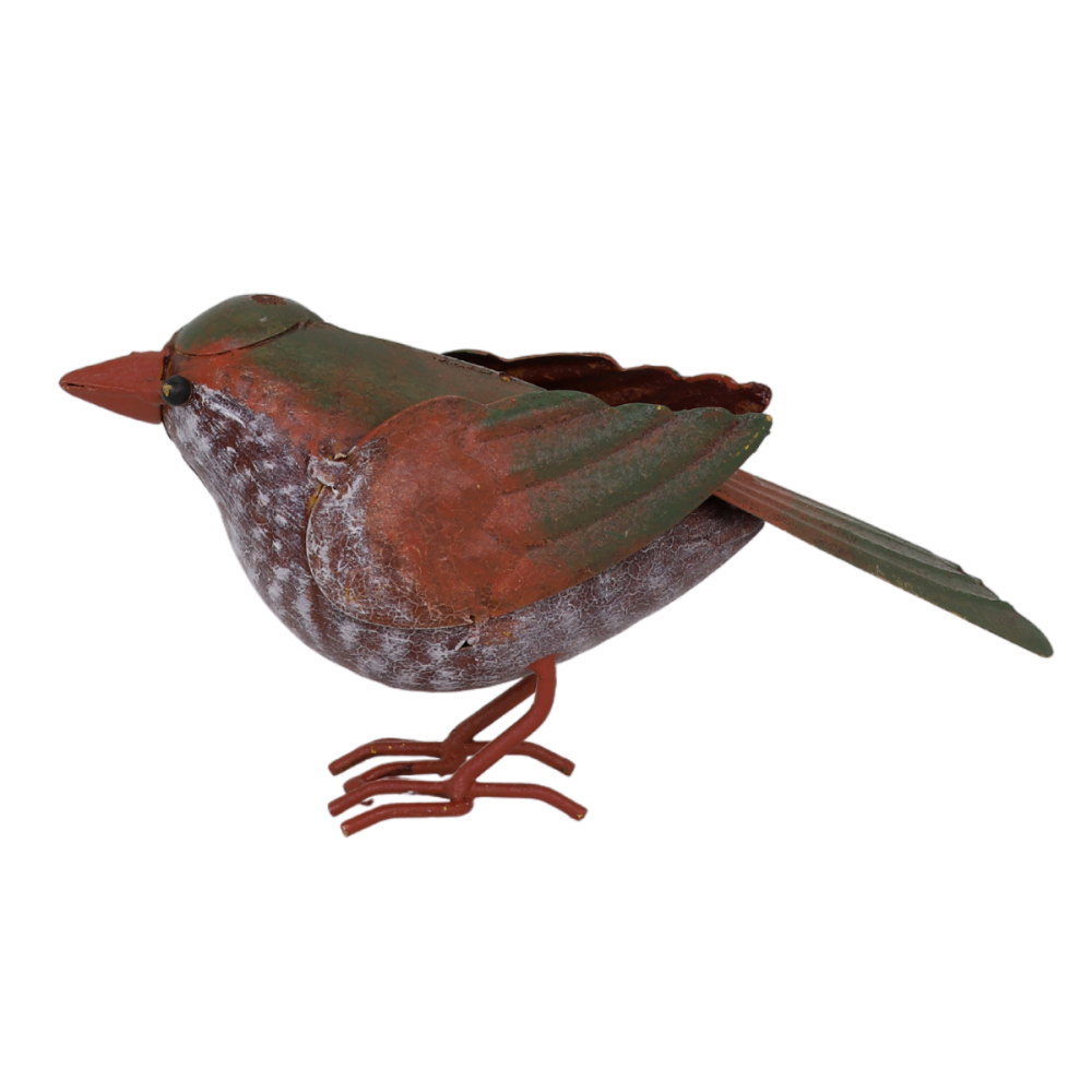 ° oiseau métal rouge et orange 18 x 4.5 x 10 cm