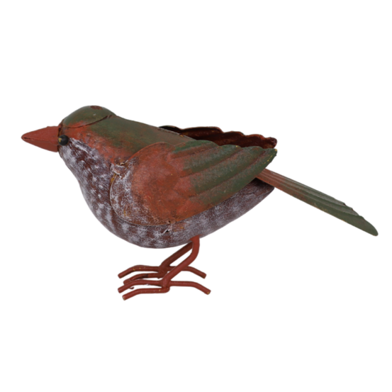 ° oiseau métal rouge et orange 18 x 4.5 x 10 cm