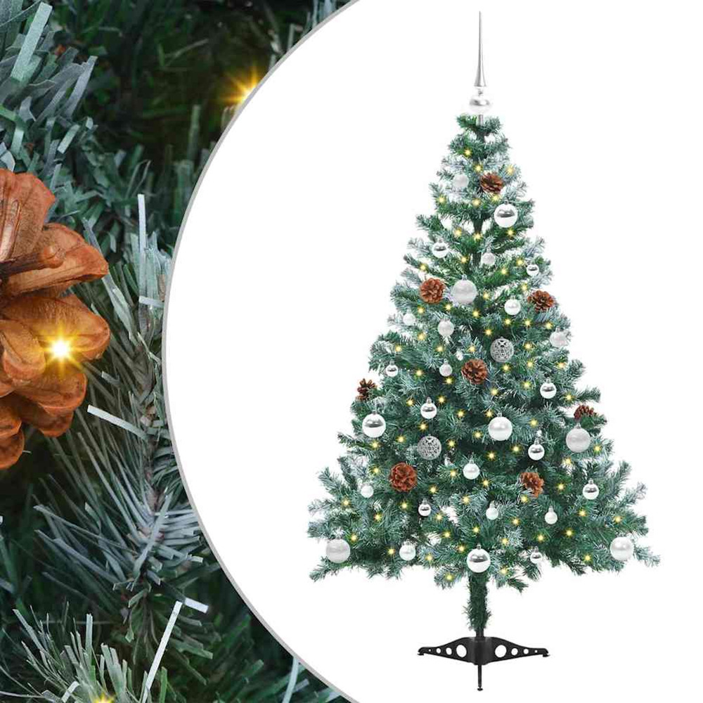 Sapin de noël artificiel avec 150 led vert 150 cm pvc et acier