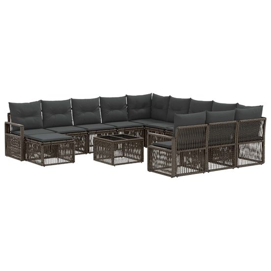 Ensemble de canapé de jardin 13 pc gris polyrotin