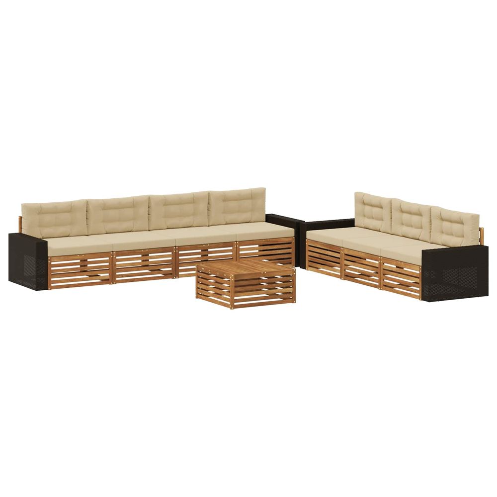 Ensemble de canapés d'extérieur 8 pc naturel et beige polyester