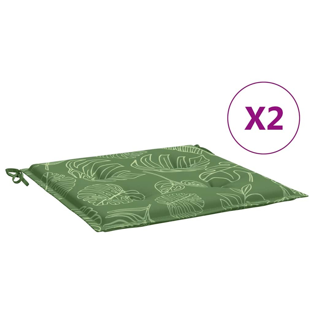 Coussins de chaise lot de 2 motif de feuilles 50x50x4 cm tissu