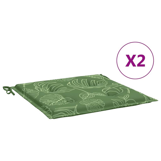 Coussins de chaise lot de 2 motif de feuilles 50x50x4 cm tissu