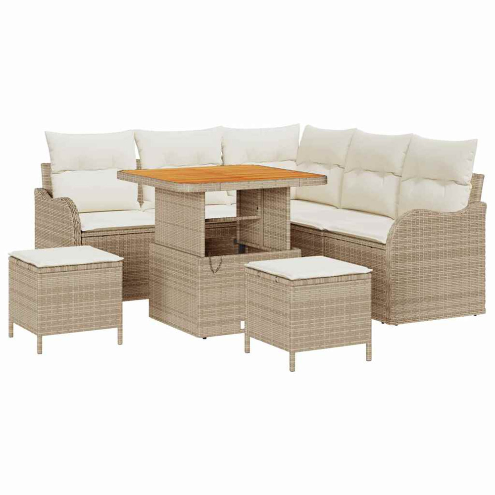 Ensemble de canapé de jardin avec coussin 8 pcs beige et crème