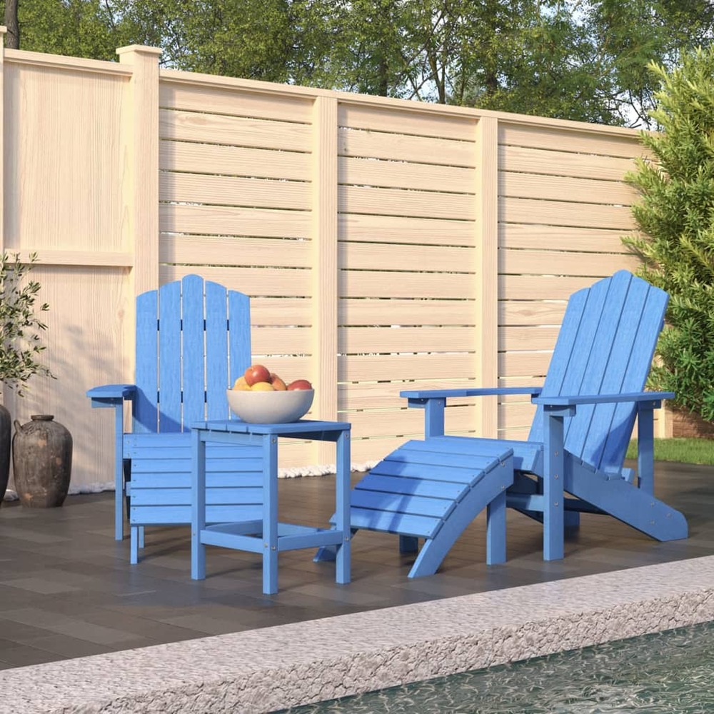 Chaises de jardin adirondack repose-pied table pehd bleu aqua