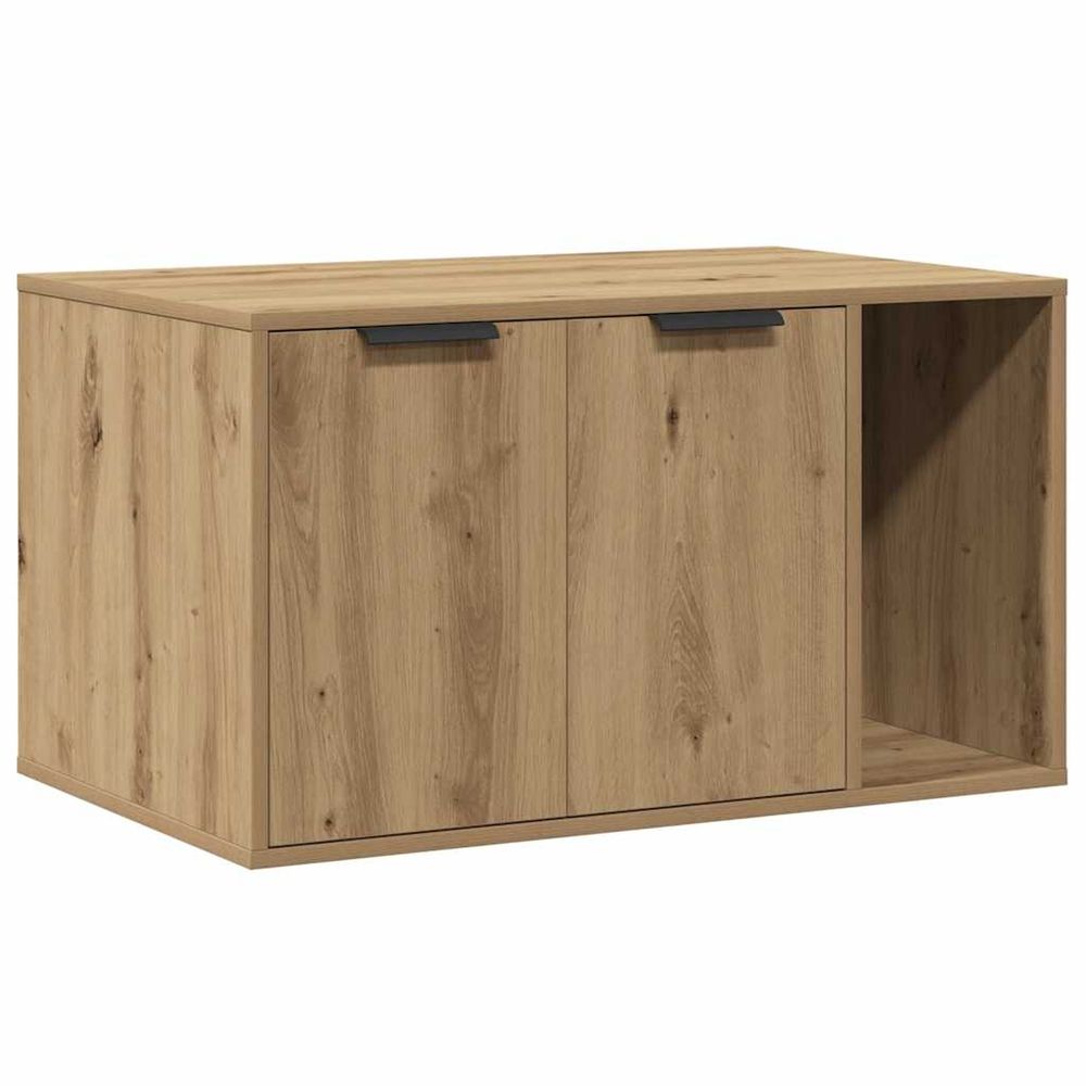 Meuble de bac à litière pour chat chêne artisanal 80x50x45 cm