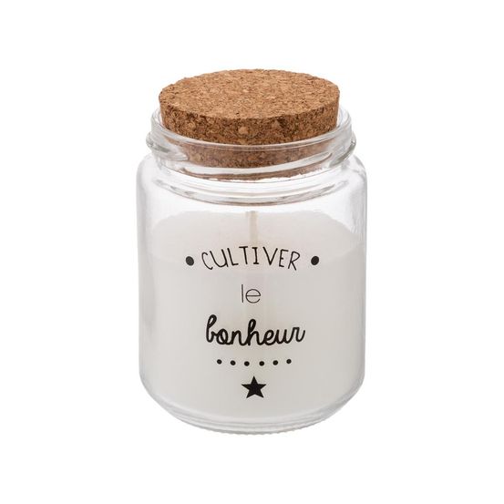 Bougie parfumée pot en verre avec bouchon en liège 130g