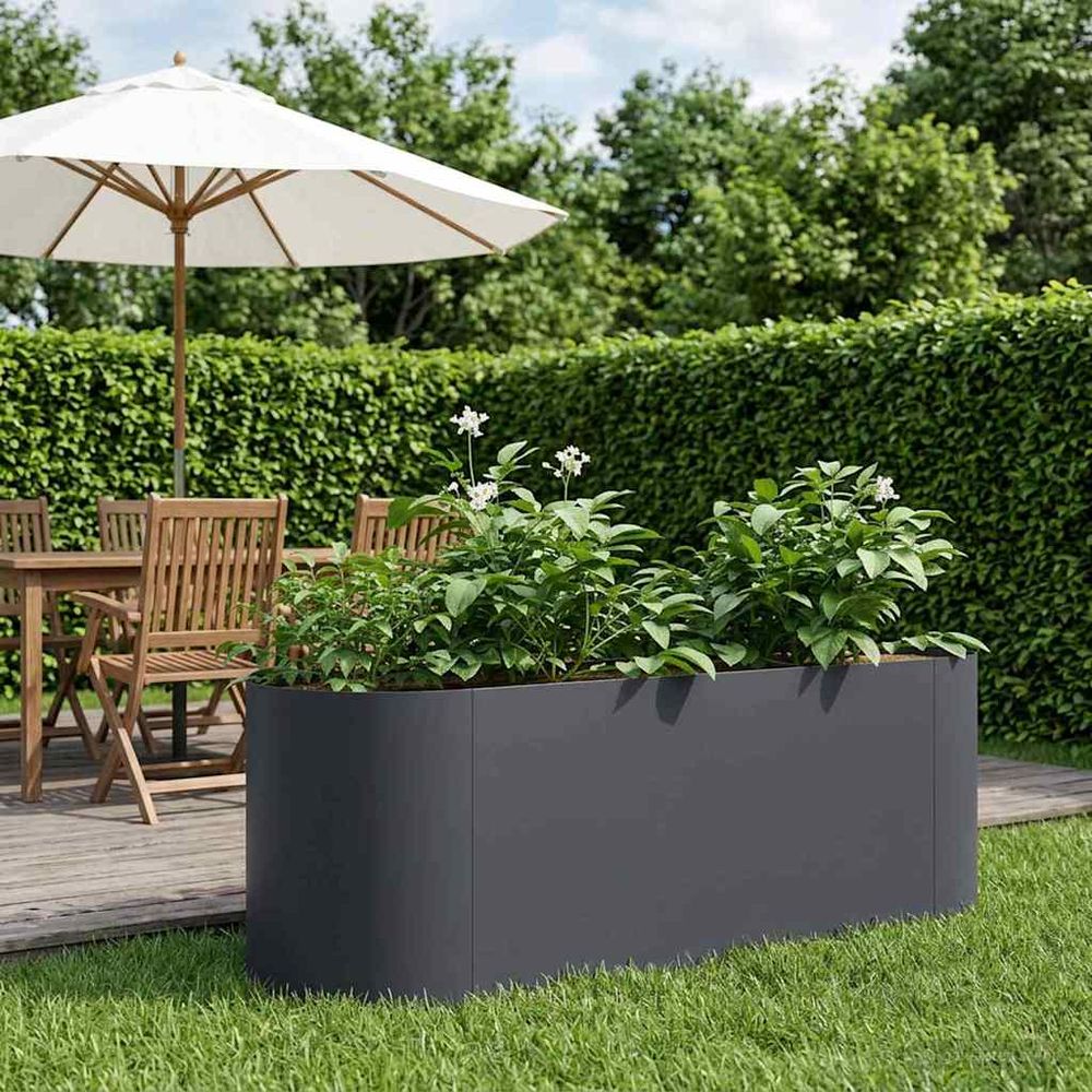 Petit potager acier anthracite pour herbes aromatiques drainage sol 120cm