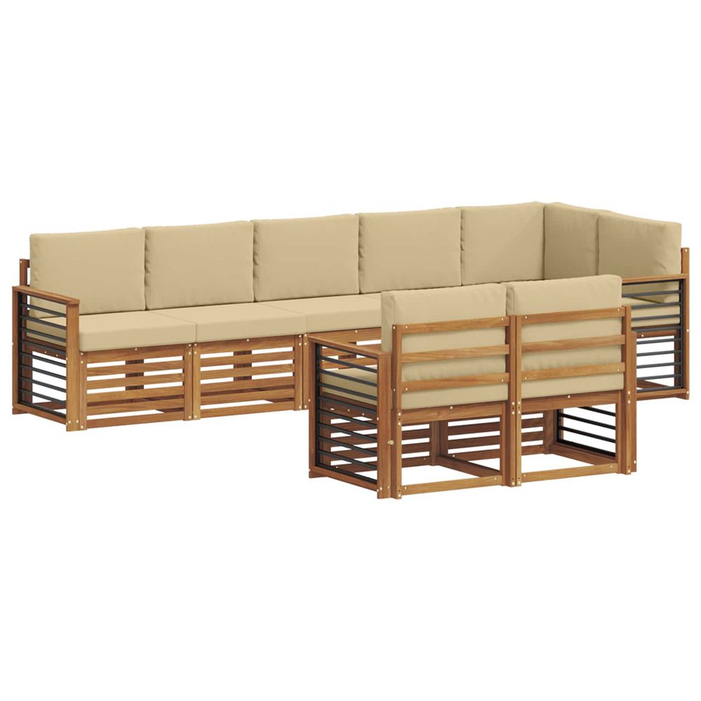 Ensemble de canapés d'extérieur 8 pc naturel et beige polyester