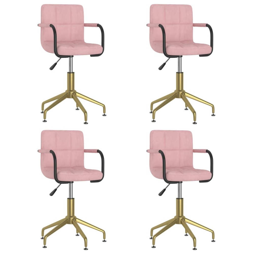 Chaises pivotantes de salle à manger 4 pcs rose velours