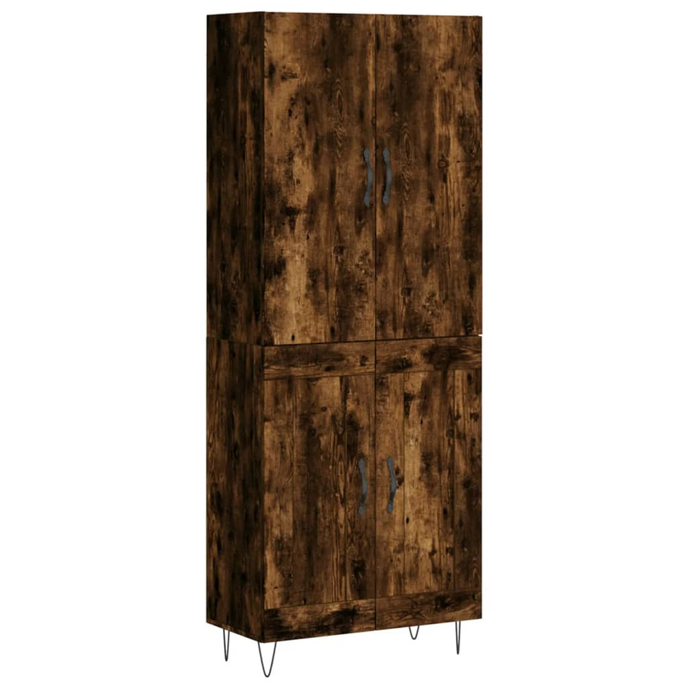 Buffet haut chêne fumé 69,5x34x180 cm bois d'ingénierie