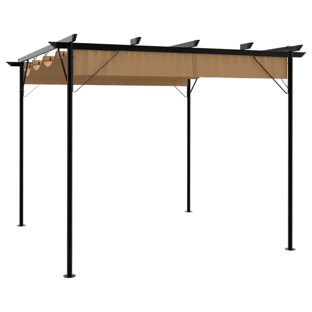Pergola avec toit rétractable taupe 3x3 m acier 180 g/m²