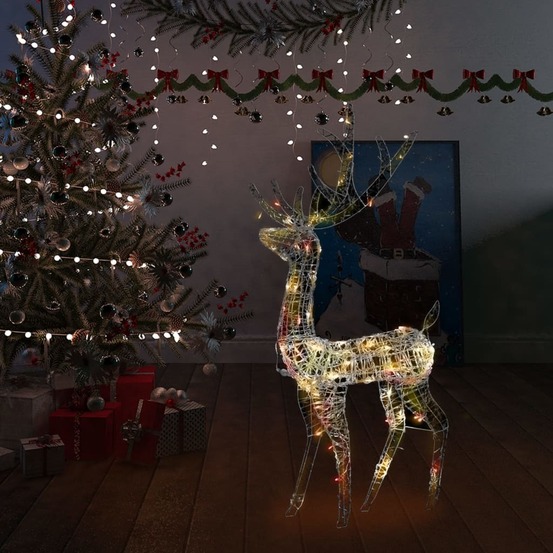 Renne de décoration de noël acrylique 140 led colorées 120 cm