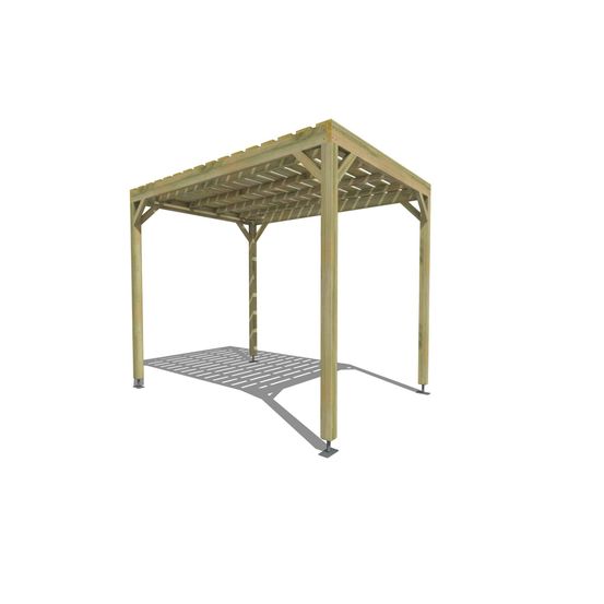 Pergola bois • 2m x 3m • indépendante • sens profondeur • platelage bois • livraison comprise