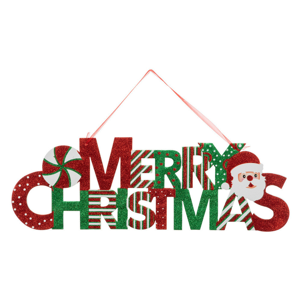 Déco de noël à suspendre pancarte merry christmas l 57.5 cm