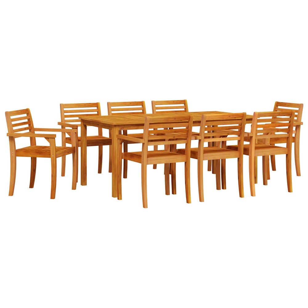 Ensemble de salle à manger pour jardin 9 pc marron