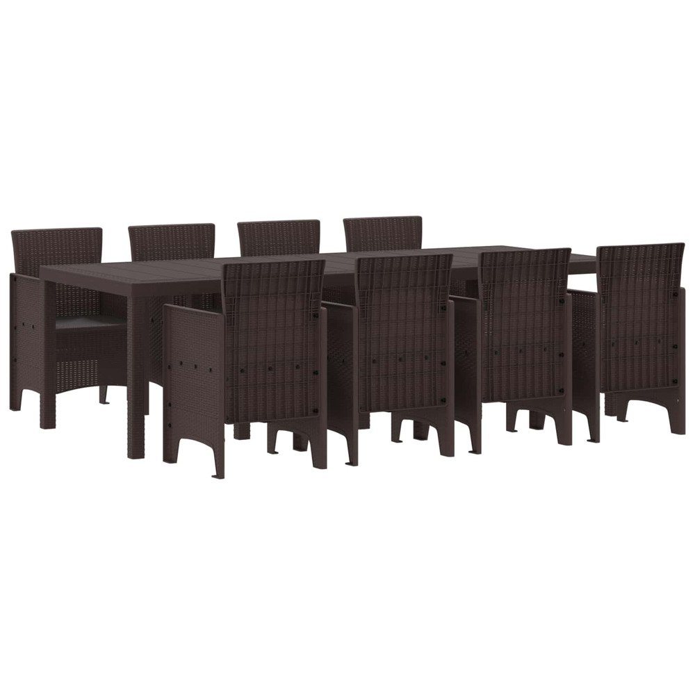 Ensemble de salle à manger pour jardin 9 pcs marron rattan polt
