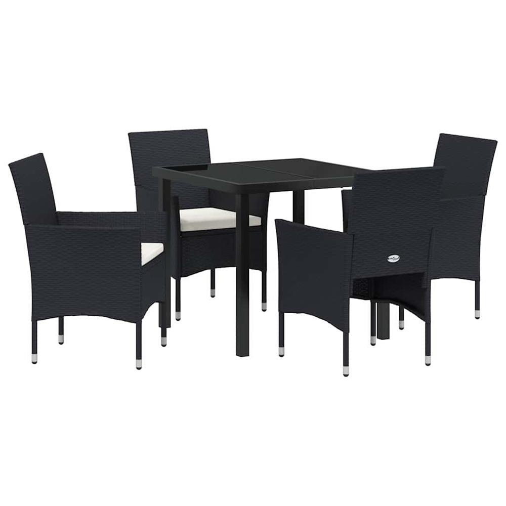 Ensemble de salle à manger pour jardin 5 pcs noir polyrotin