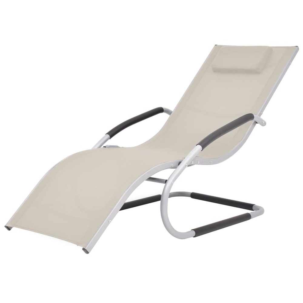 Transat chaise longue bain de soleil lit de jardin terrasse meuble d'extérieur avec oreiller aluminium et textilène crème 02_