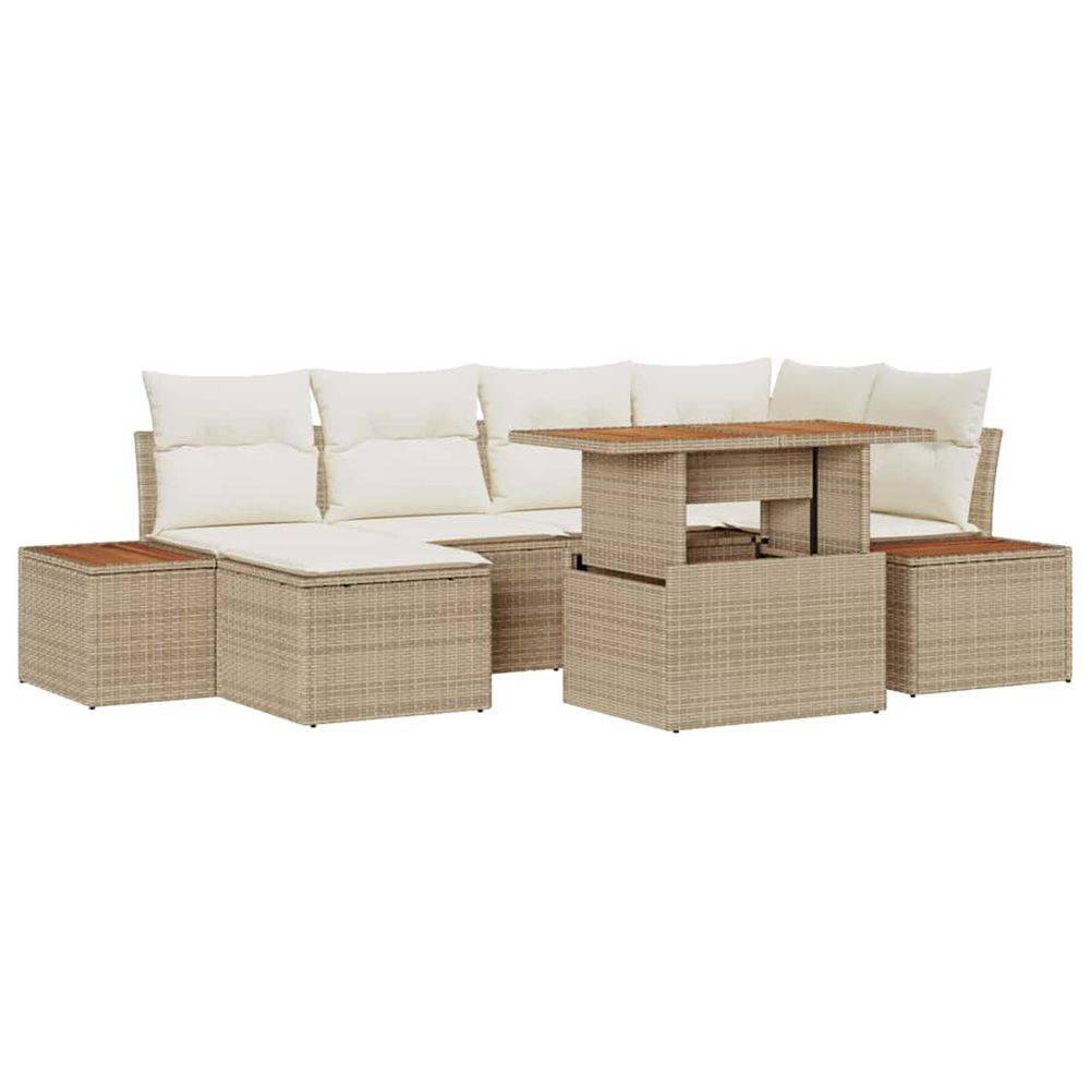 Ensemble de canapé de jardin 7 pc beige poly rotin