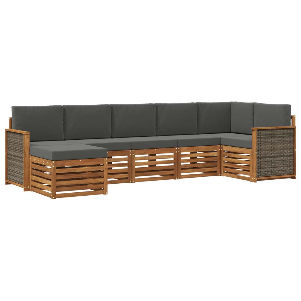 Ensemble de canapés d'extérieur 6 pc naturel et anthracite